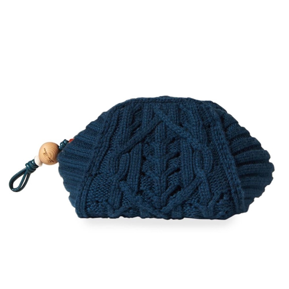 🚫SOLD🚫 Loro Piana Puffy Clutch Knitted Cashmere Peacock Blue Bag Small